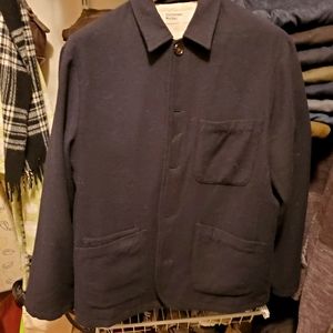 Universal Works Bakers Jacket in Navy Marl Wool